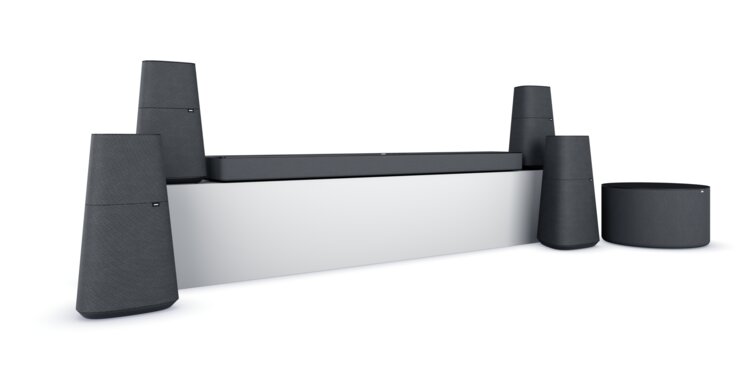 Loewe home.cinema set 553 – Frontansicht des 5.1.2 Dolby Atmos Heimkino-Systems
