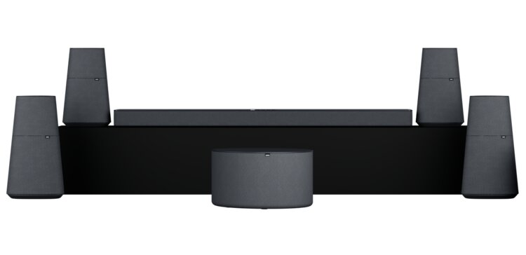 Loewe home.cinema set 553 – aufgebautes 5.1.2 Dolby Atmos Heimkino-System mit Surround-Sound