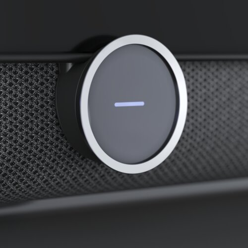 Loewe klangbar i – Close-up der Soundbar montiert am Loewe Fernseher mit integrierter Halterung
