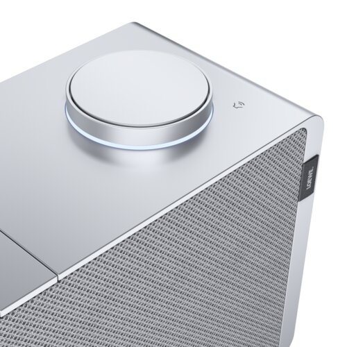 Loewe klang s1 lichtgrau – Close-up des Steuerrads zur intuitiven Bedienung des Smart Internet-Radios