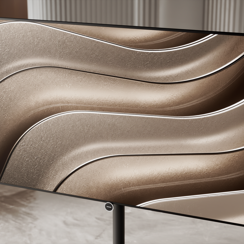 Gros plan sur l'écran OLED 4K Ultra HD du Loewe antares avec prise en charge HDR