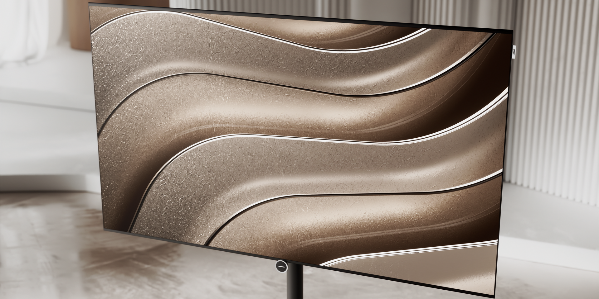 Gros plan sur l'écran OLED 4K Ultra HD du Loewe antares avec prise en charge HDR