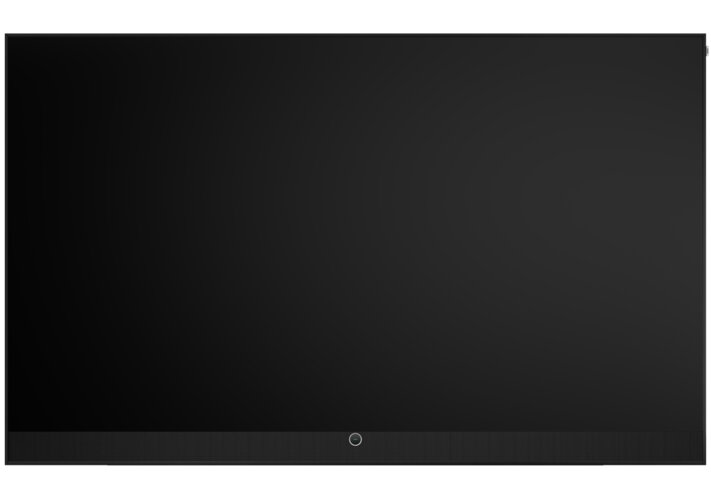 Loewe stellar 97 dr+ black OLED TV Frontansicht Nahaufnahme – Premium Design Fernseher mit 97 Zoll OLED Display, schwarzem Rahmen und Made in Germany