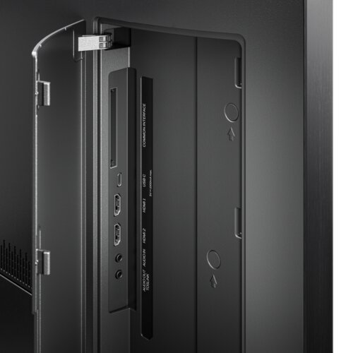 We. by Loewe We. SEE 43 LCD TV detail shot of rear connections – 4K UHD Smart TV with HDMI 2.1, dual channel and versatile connectivity